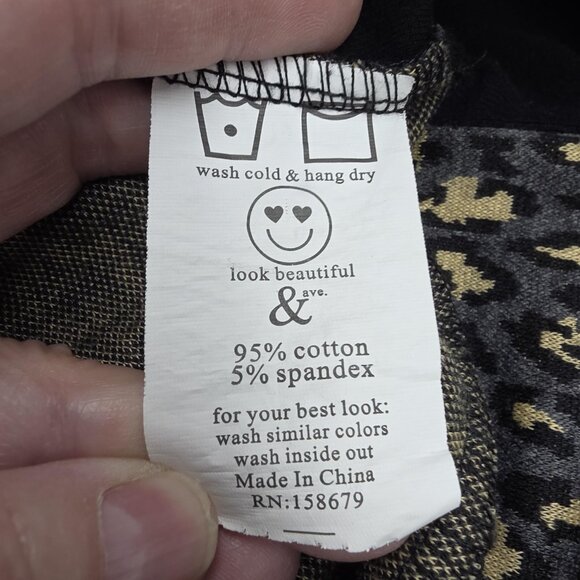 Ampersand Avenue Hoodie Womens XL Black Half Zip Leopard Print Kangaroo Pocket - Picture 6 of 8